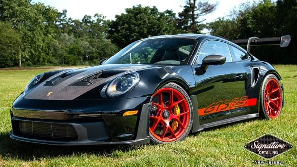 Porsche GT3 RS fully wrapped in paint protection film (clear bra) to protect from road impacts and chips by Signature Detailing New Jersey.