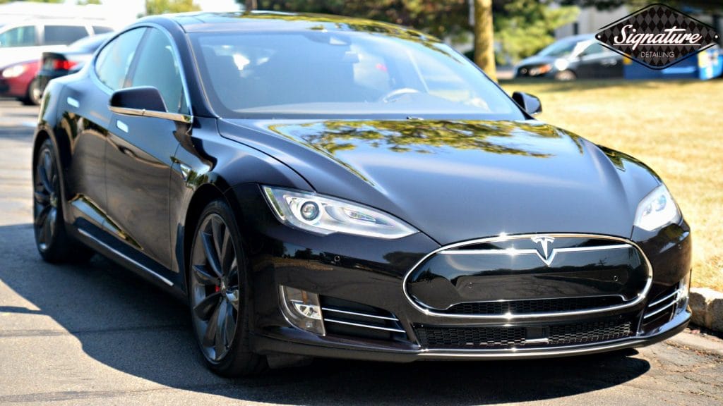Tesla Model S protected from daily driving with Xpel Ultimate Paint Protection Film by Signature Detailing New Jersey.
